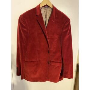 Saddlebred Mens 42 Red Corduroy Blazer Jacket Sport Coat Two Button Center Vent